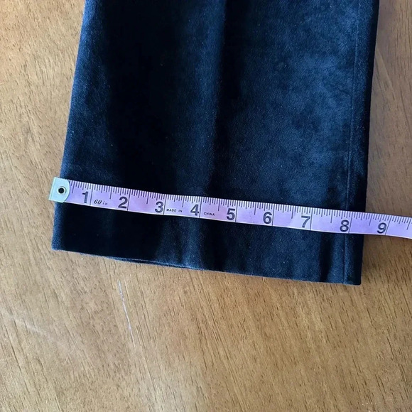 Vintage Lord & Taylor Suede Leather Pants. Black Size 8 - Picture 11 of 12